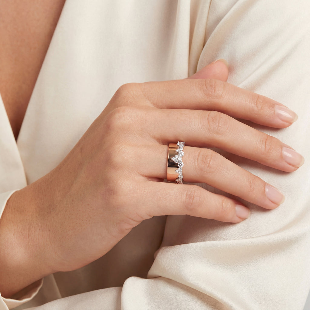 Rose Gold Multistone Ring with Round Cut Diamonds
