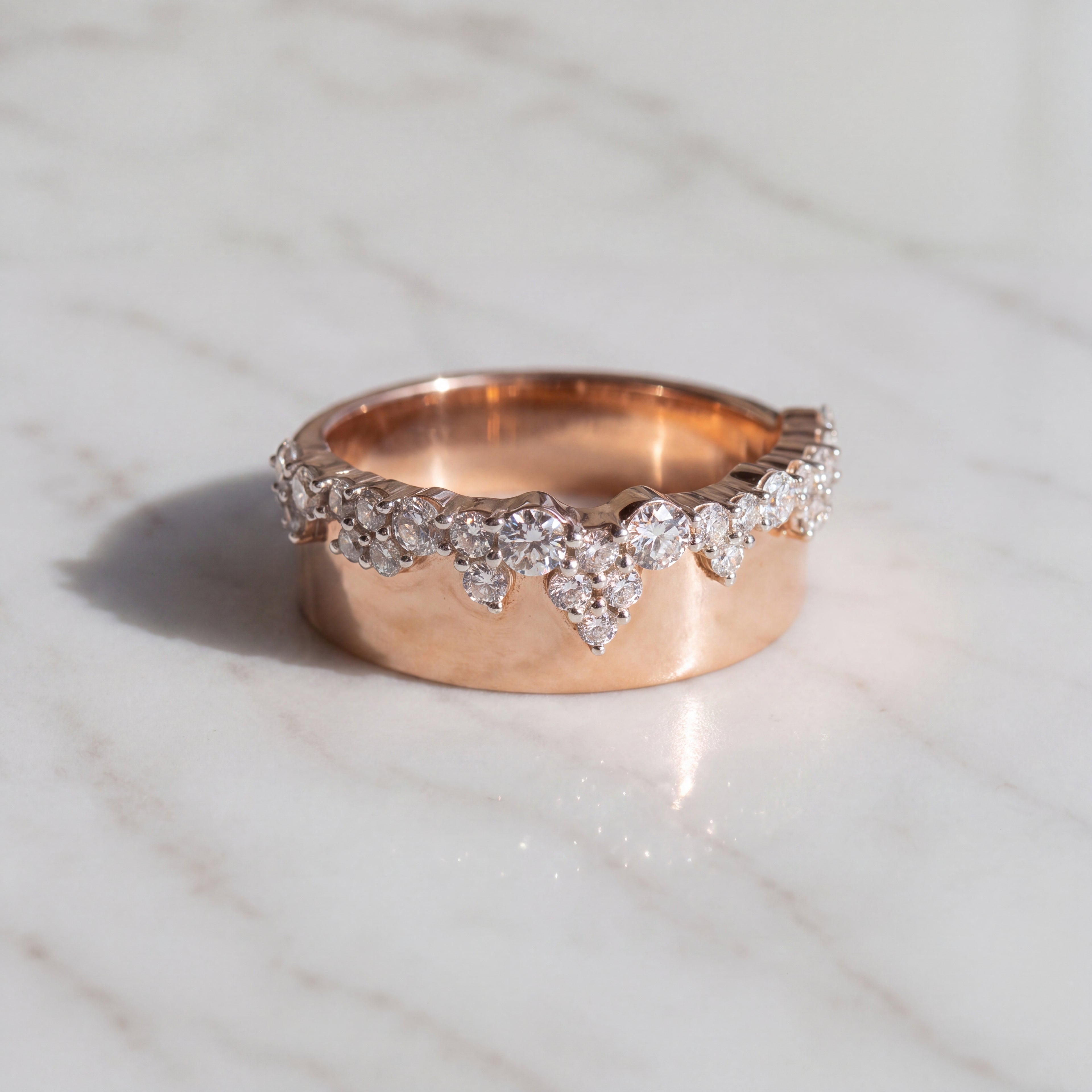 Rose Gold Multistone Ring with Round Cut Diamonds