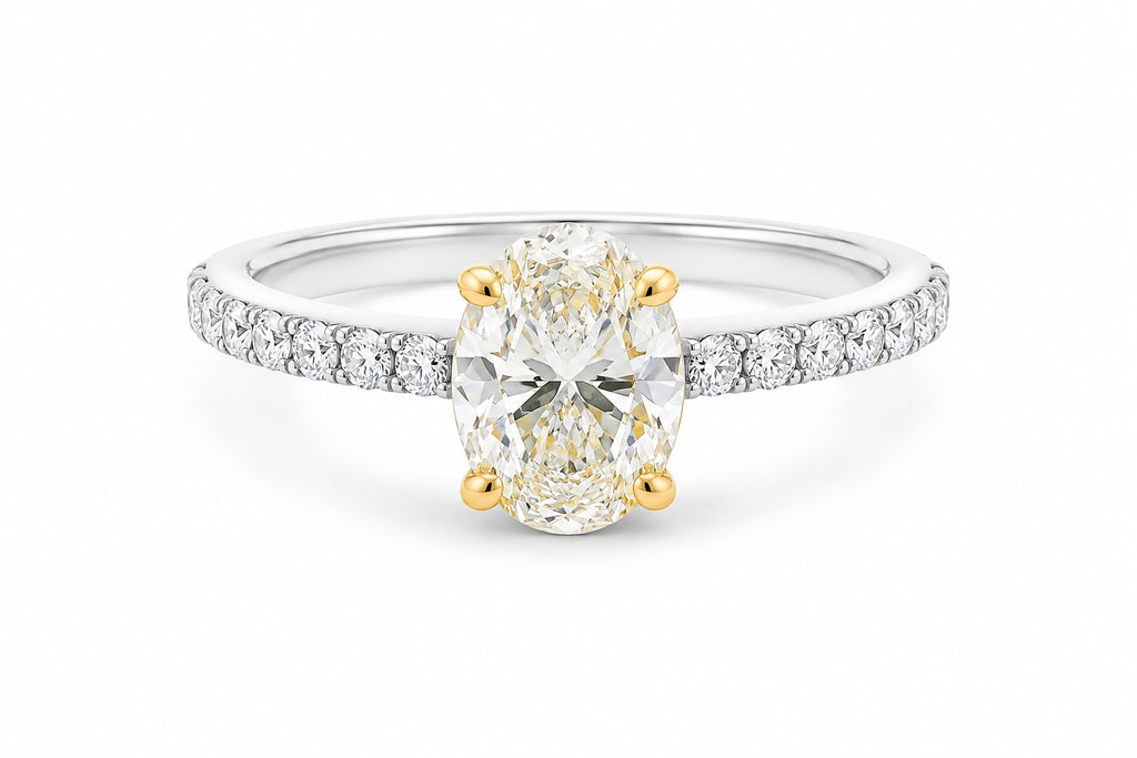 Oval Fancy Yellow Diamond Ring in White Gold