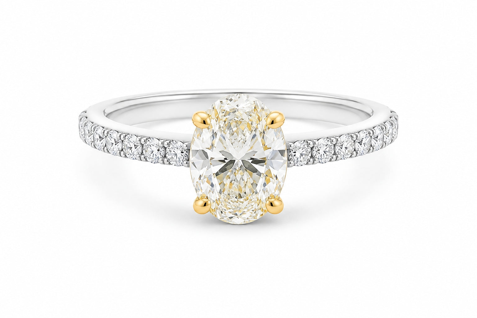 Oval Fancy Yellow Diamond Ring in White Gold