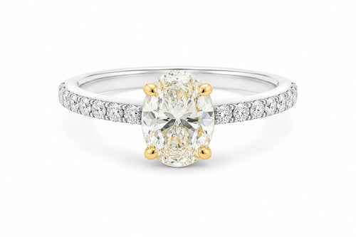 Oval Fancy Yellow Diamond Ring in White Gold