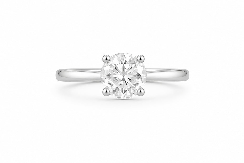Platinum Solitaire Ring with Round Brilliant Diamond
