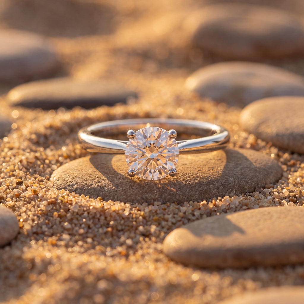 Platinum Solitaire Ring with Round Brilliant Diamond