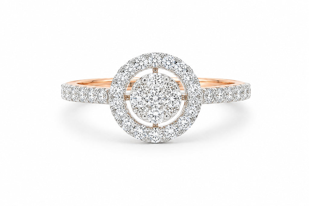 Rose Gold Diamond Multistone Ring with Round Brilliant Cut Diamonds
