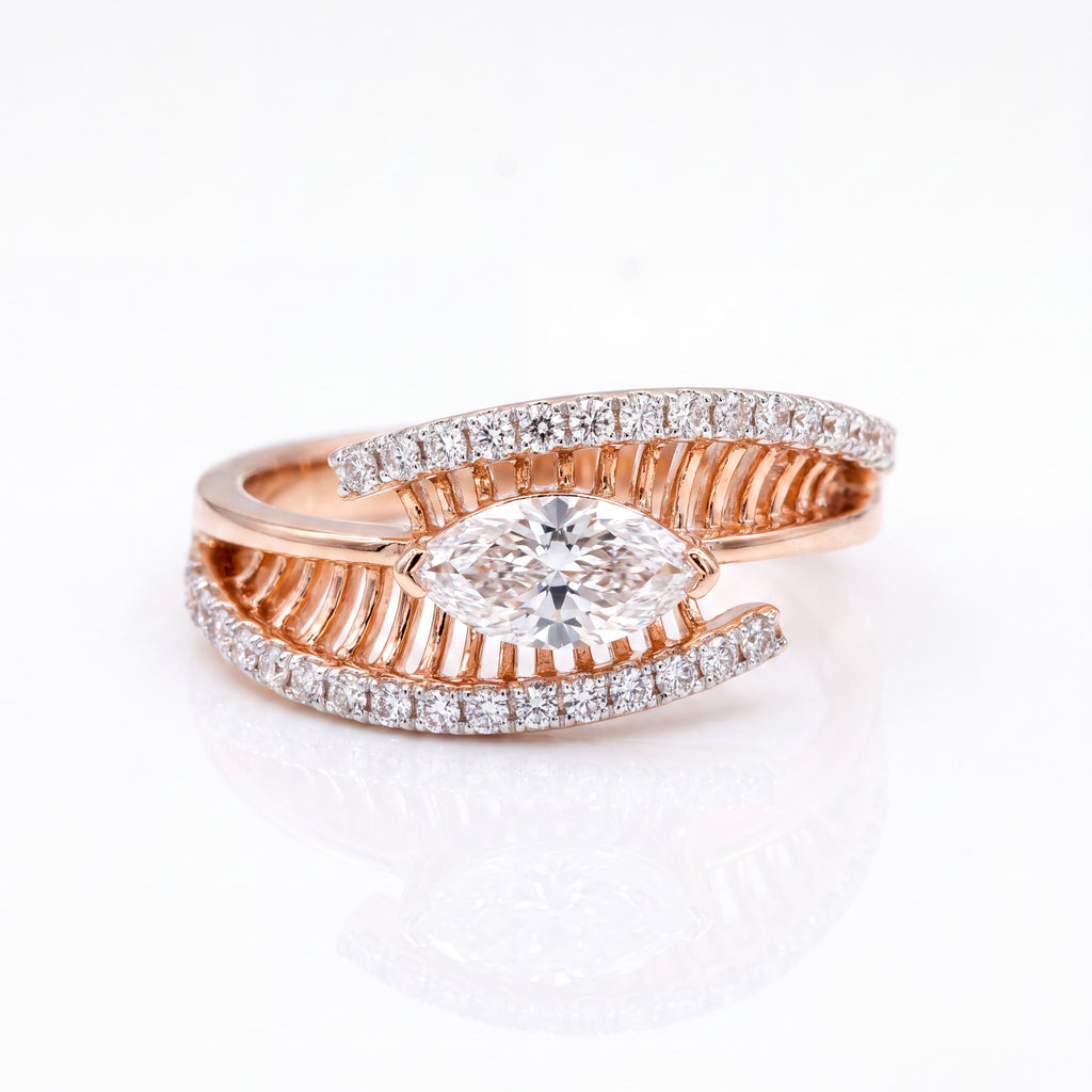 Rose Gold Natural Colorless Diamond Ring