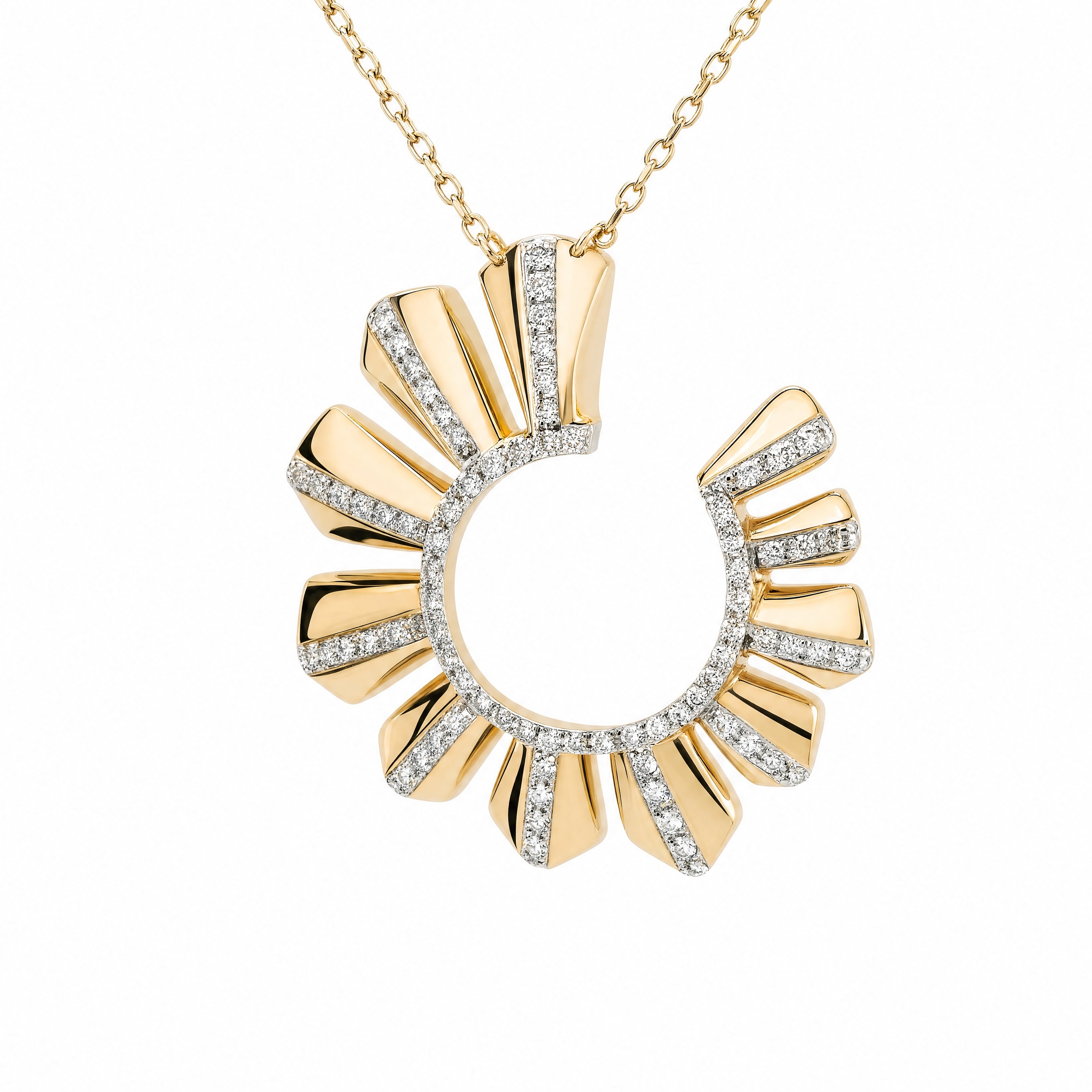Rose Gold Charm Necklace with Round Brilliant Cut Diamonds