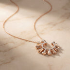 Rose Gold Charm Necklace with Round Brilliant Cut Diamonds