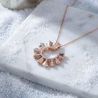 Rose Gold Charm Necklace with Round Brilliant Cut Diamonds