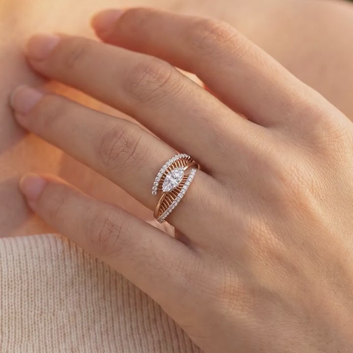 Rose Gold Natural Colorless Diamond Ring