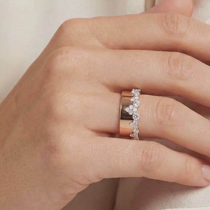Rose Gold Multistone Ring with Round Cut Diamonds