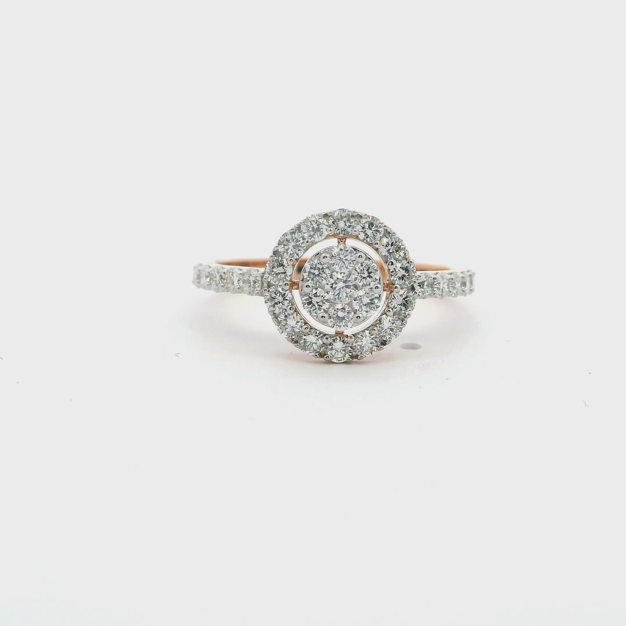 Rose Gold Diamond Multistone Ring with Round Brilliant Cut Diamonds