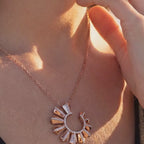 Rose Gold Charm Necklace with Round Brilliant Cut Diamonds