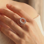 Rose Gold Cocktail Ring with Round Brilliant Cut Diamonds
