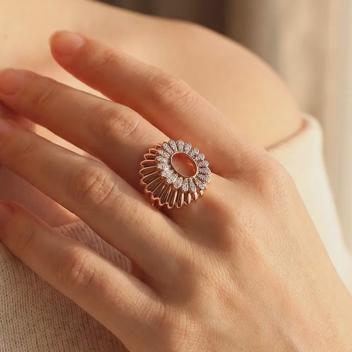 Rose Gold Cocktail Ring with Round Brilliant Cut Diamonds